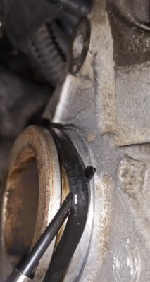 Stary uszczelniacz o znamionach skrajnego zużycia